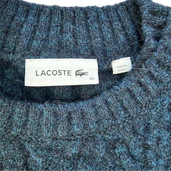 Lacoste Womens Long Sleeve Cableknit Crewneck Wool Blend Sweater Sz 32 - Picture 7 of 13